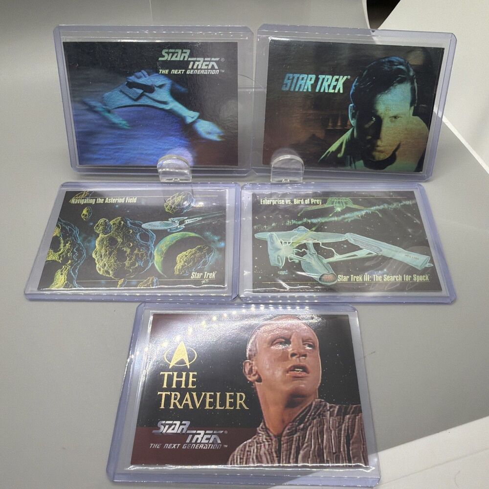 1992 IMPEL STAR TREK NEXT GENERATION INAUGURAL HOLOGRAM SET 01H-05H + EXTRAS